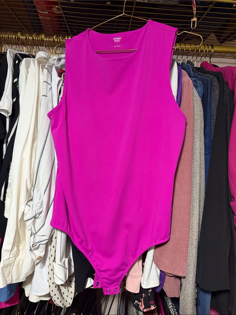 Express Sleeveless Hot Pink Bodysuit
